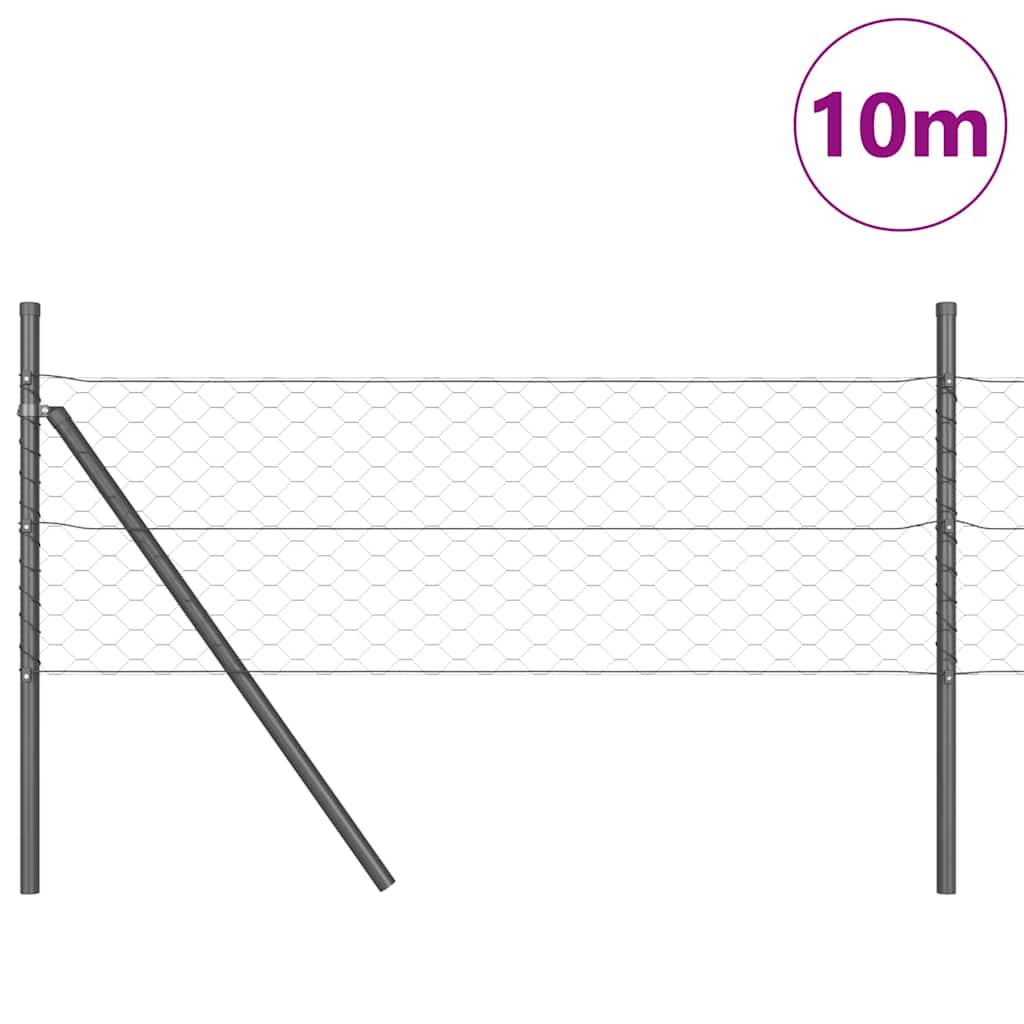 vidaXL Hexagonal Fence Ground Fix 10 x 0.8 m PVC-Coated Steel Grey 3