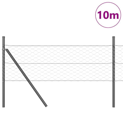 vidaXL Hexagonal Fence Ground Fix 10 x 0.8 m PVC-Coated Steel Grey 3