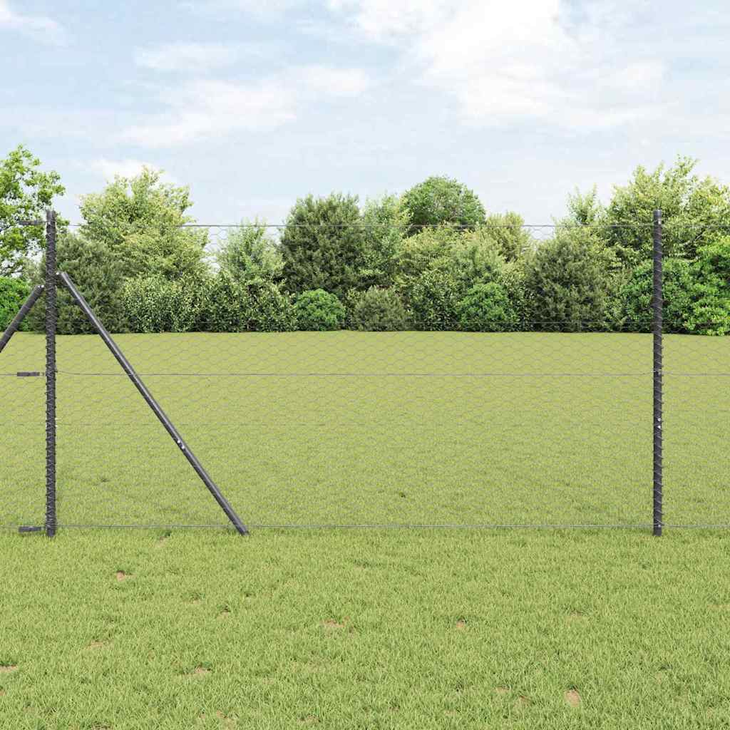 Hexagonal Fence Ground Fix PVC-Coated Steel Grey mesh Size