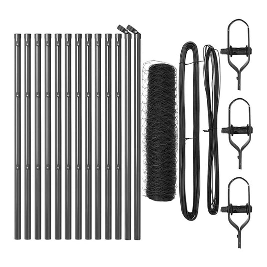 Hexagonal Fence Ground Fix 25 x 0.4 m PVC-Coated Steel Length 25 m Mesh size 50 mm mesh Grey 0.8 m