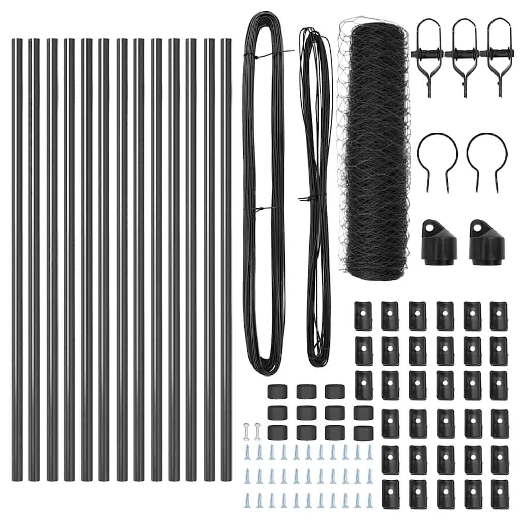 vidaXL Hexagonal Fence Ground Fix 25 x 0.8 m PVC-Coated Steel Grey 5