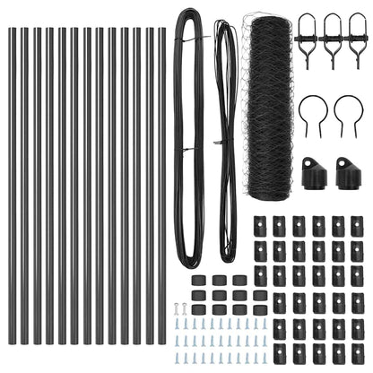 vidaXL Hexagonal Fence Ground Fix 25 x 0.8 m PVC-Coated Steel Grey 5