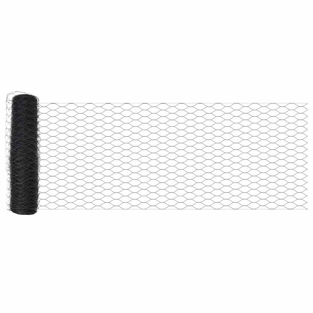 vidaXL Hexagonal Fence Ground Fix 25 x 0.8 m PVC-Coated Steel Grey 6