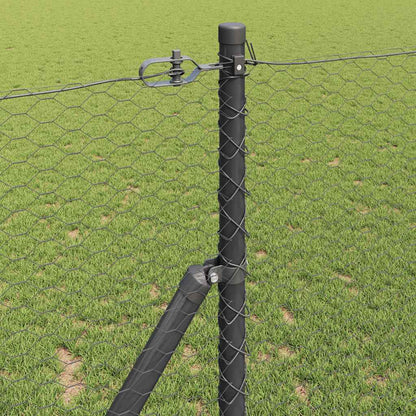 vidaXL Hexagonal Fence Ground Fix 25 x 1 m PVC-Coated Steel Grey Mesh 4