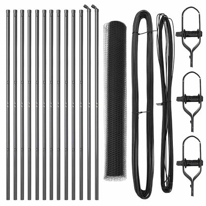 vidaXL Hexagonal Fence Ground Fix 25 x 1 m PVC-Coated Steel Grey Mesh 2