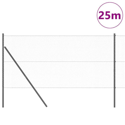 vidaXL Hexagonal Fence Ground Fix 25 x 1 m PVC-Coated Steel Grey Mesh 3