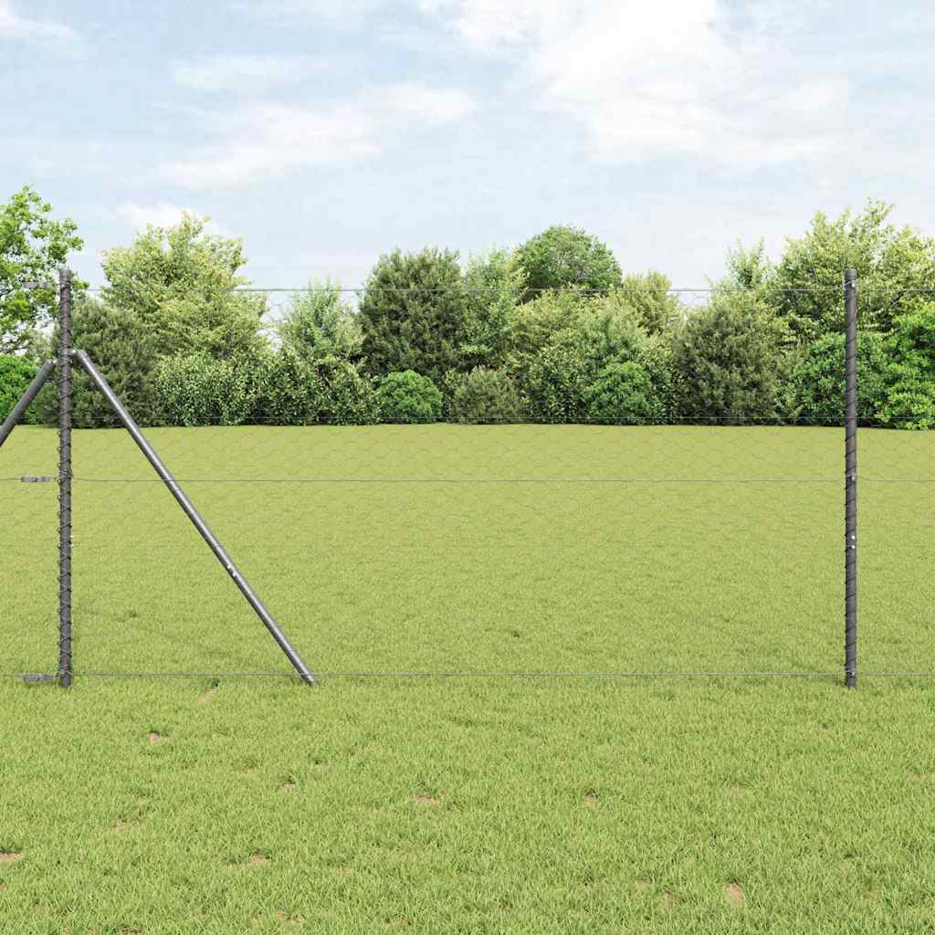 vidaXL Hexagonal Fence Ground Fix 25 x 1 m PVC-Coated Steel Grey Mesh 1