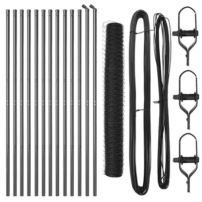 vidaXL Hexagonal Fence Ground Fix 25 x 1 m PVC-Coated Steel Grey Mesh 2