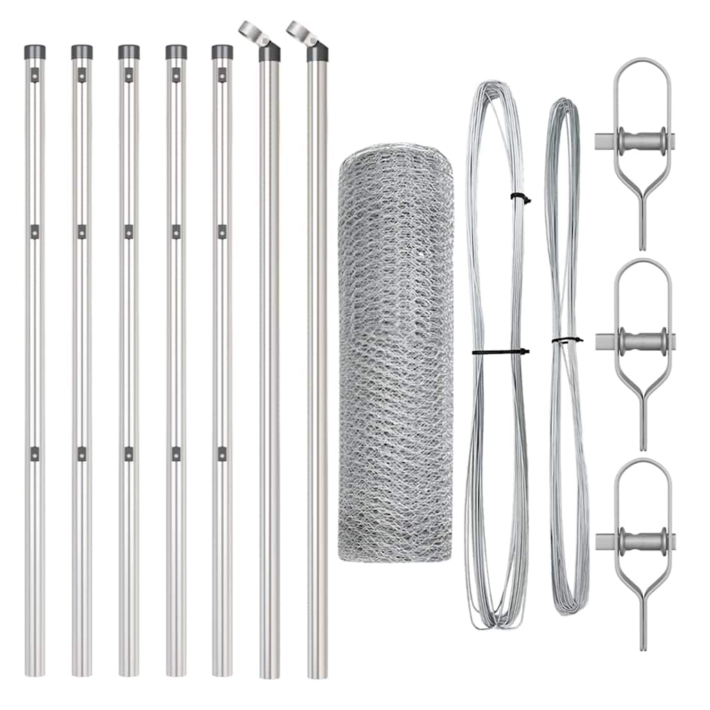 vidaXL Hexagonal Fence Ground Fix 10 x 0.8 m Galvanised Steel Silver 2
