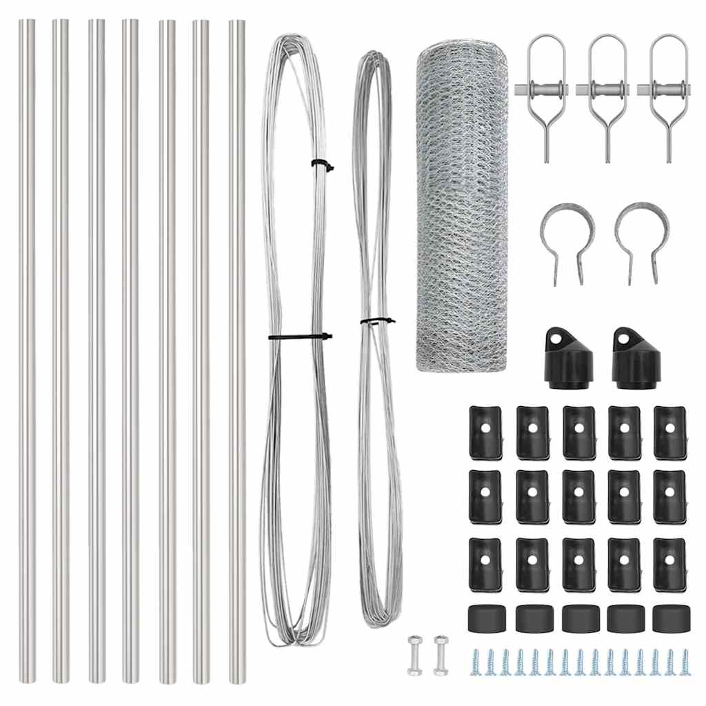 vidaXL Hexagonal Fence Ground Fix 10 x 0.8 m Galvanised Steel Silver 5