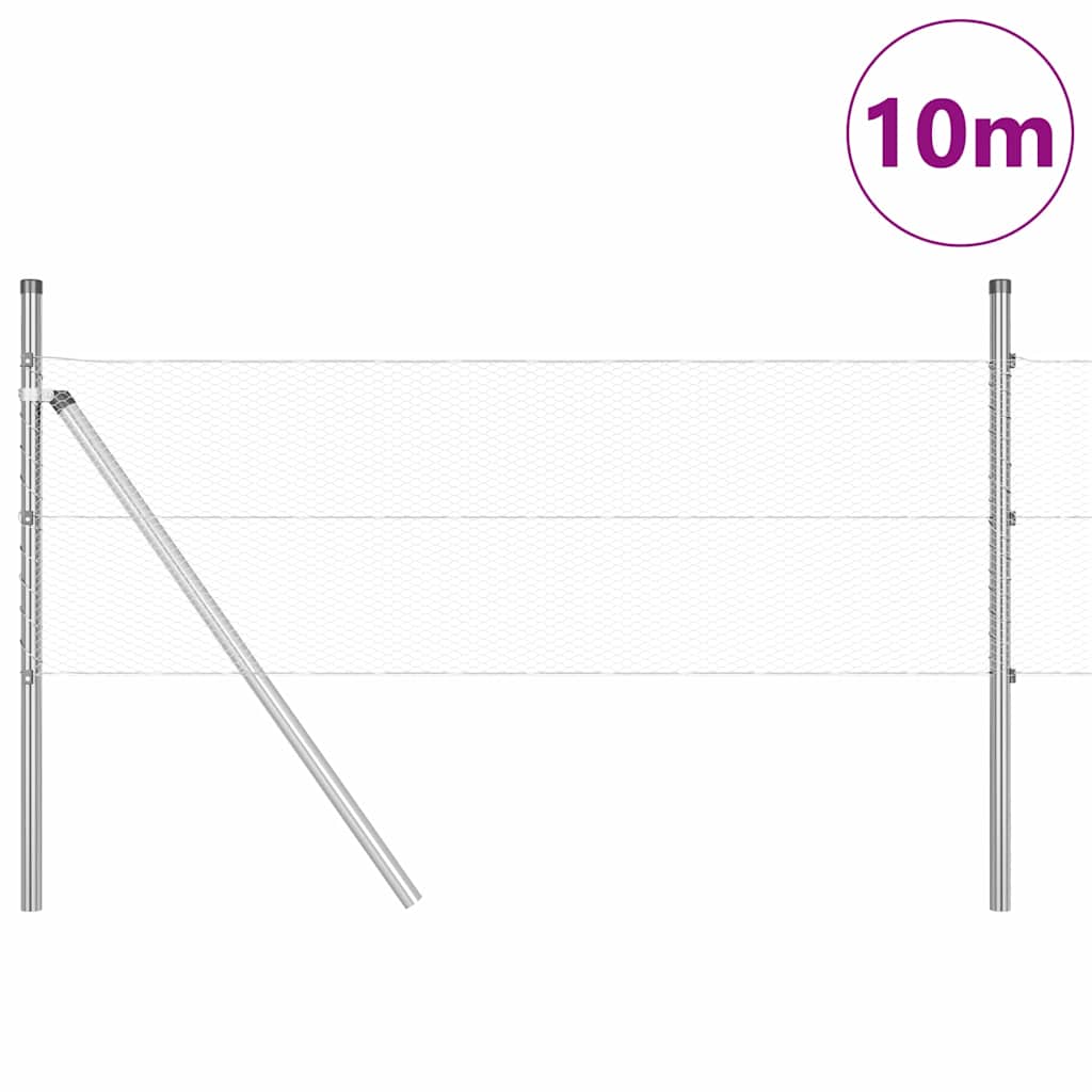 vidaXL Hexagonal Fence Ground Fix 10 x 0.8 m Galvanised Steel Silver 3