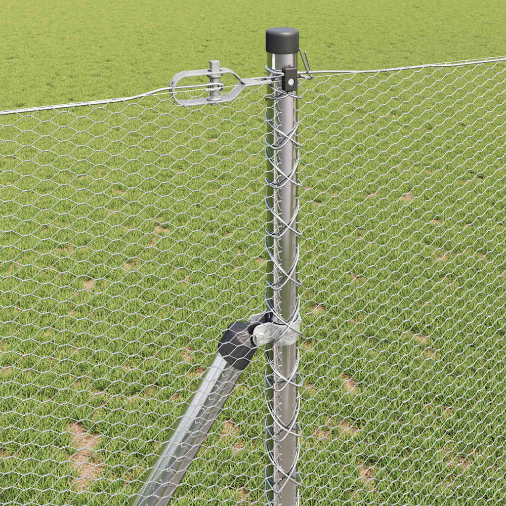 vidaXL Hexagonal Fence Ground Fix 10 x 1.2 m Galvanised Steel Silver 4