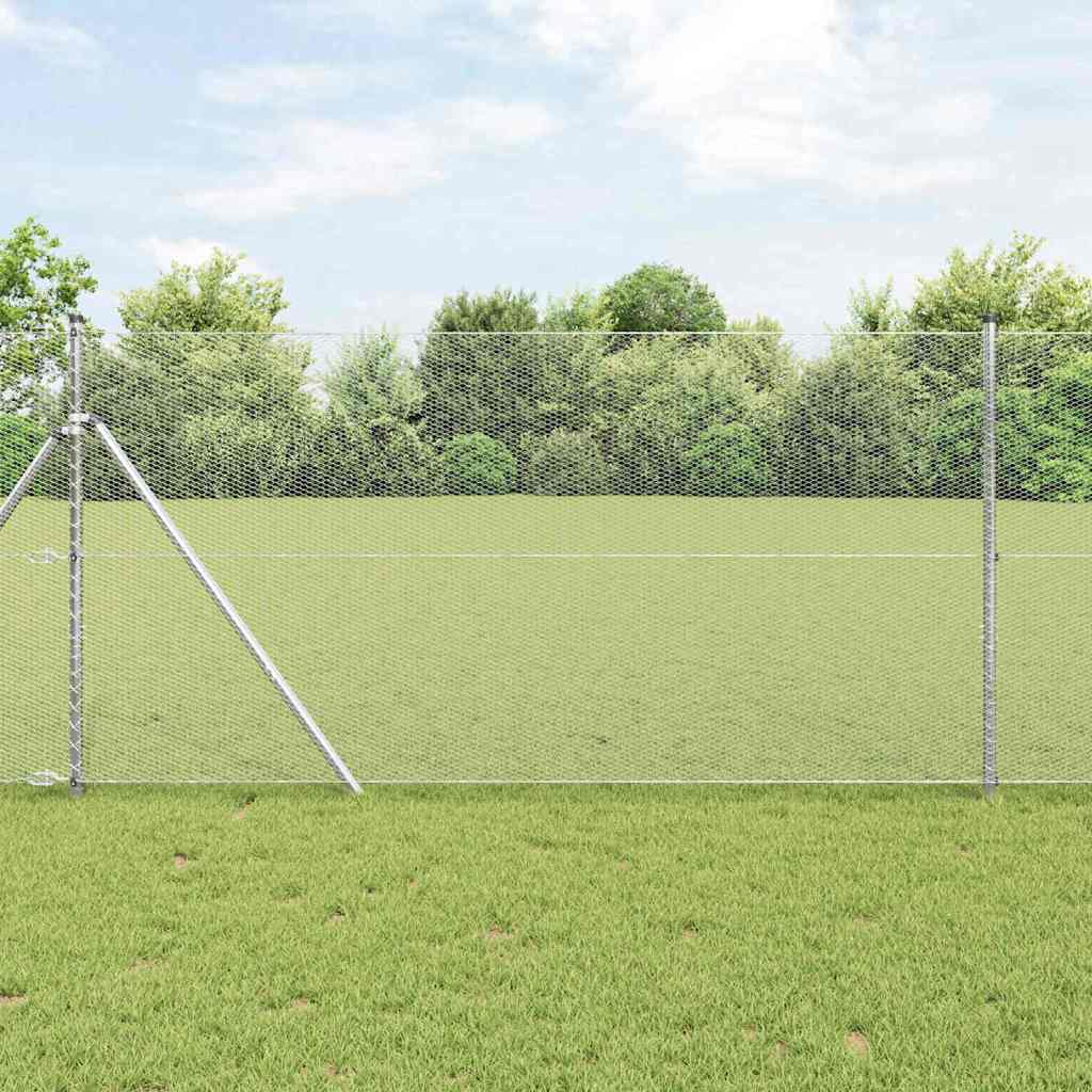 vidaXL Hexagonal Fence Ground Fix 10 x 1.2 m Galvanised Steel Silver 1