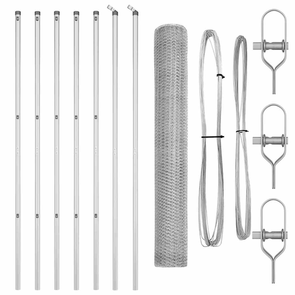 vidaXL Hexagonal Fence Ground Fix 10 x 1.2 m Galvanised Steel Silver 2