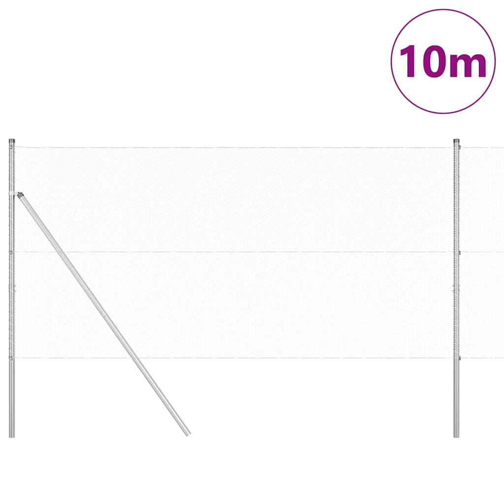 vidaXL Hexagonal Fence Ground Fix 10 x 1.2 m Galvanised Steel Silver 3