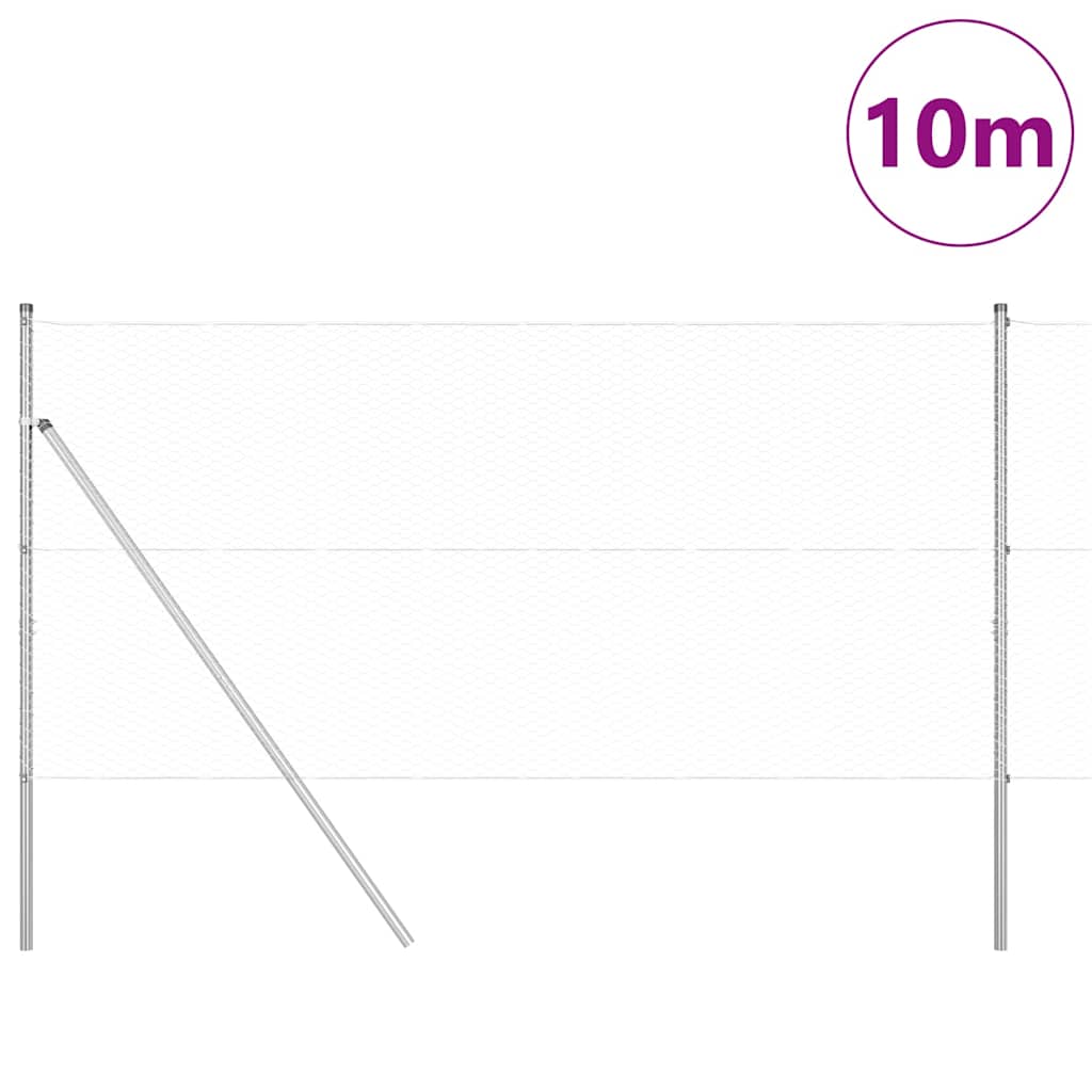 vidaXL Hexagonal Fence Ground Fix 10 x 1.2 m Galvanised Steel Silver 3