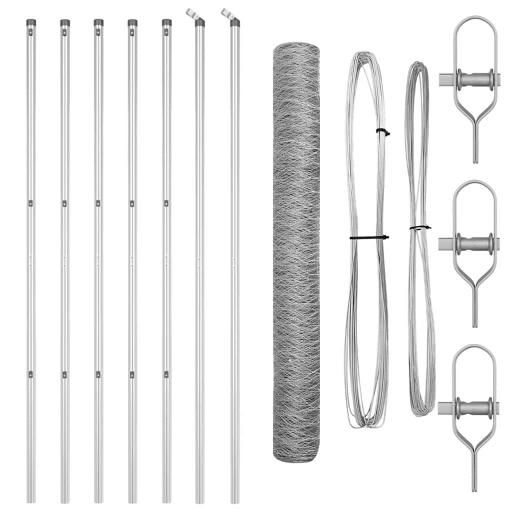 vidaXL Hexagonal Fence Ground Fix 10 x 1.2 m Galvanised Steel Silver 2