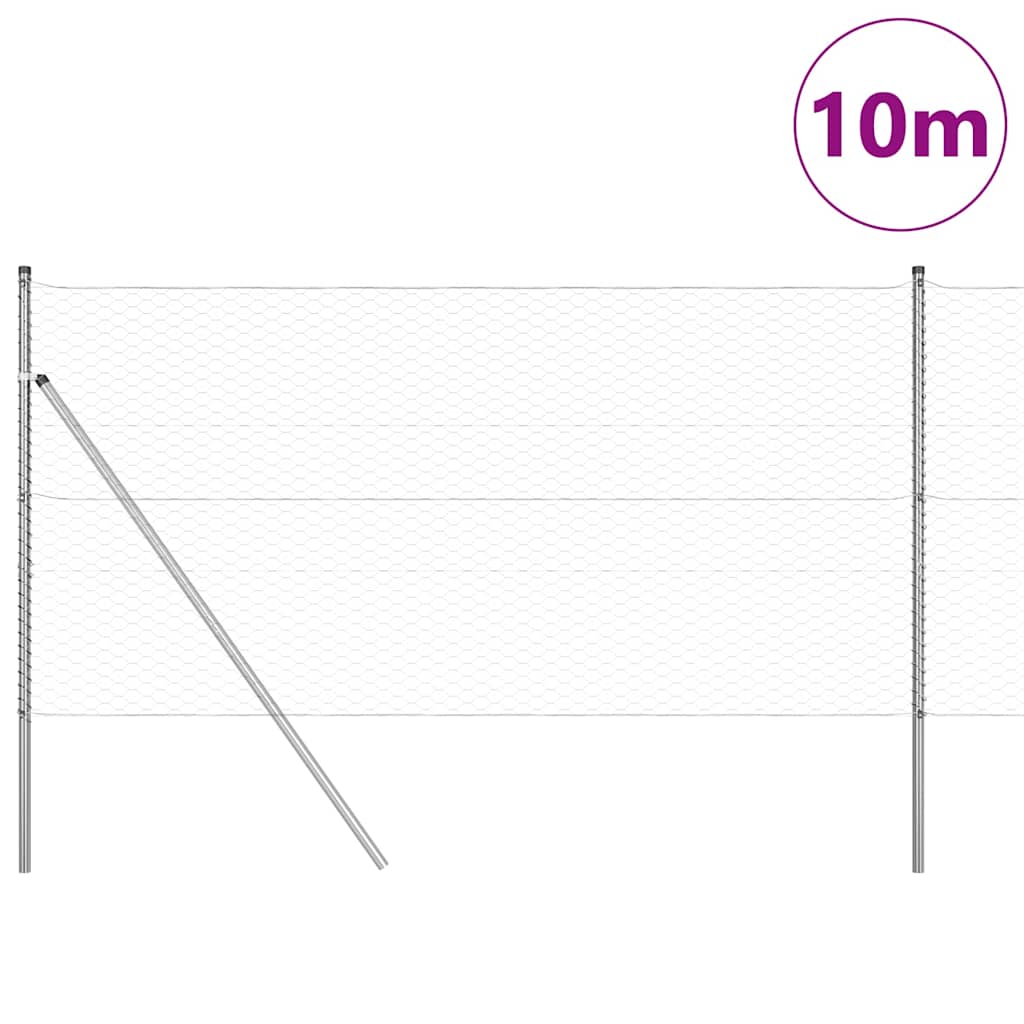 vidaXL Hexagonal Fence Ground Fix 10 x 1.2 m Galvanised Steel Silver 3