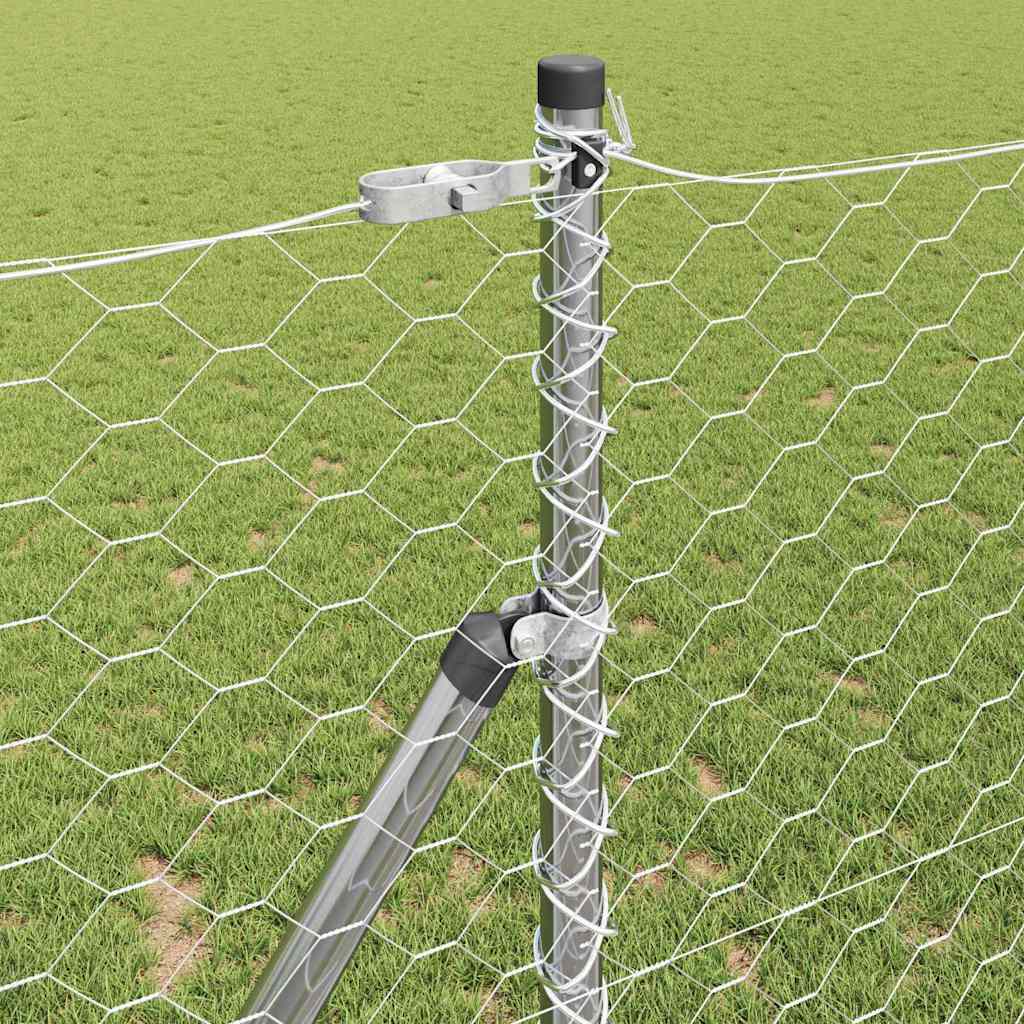 vidaXL Hexagonal Fence Ground Fix 10 x 1.4 m Galvanised Steel Silver 4