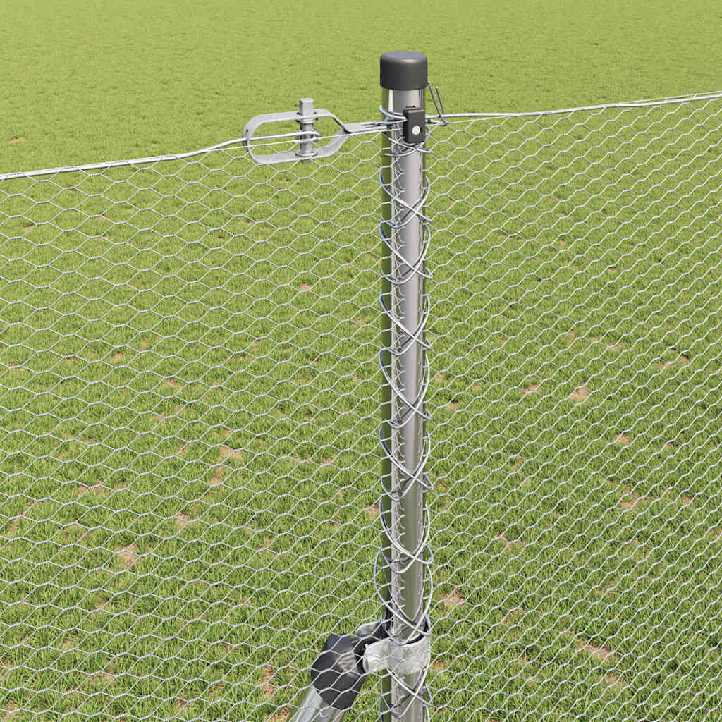 vidaXL Hexagonal Fence Ground Fix 10 x 1.5 m Galvanised Steel Silver 4