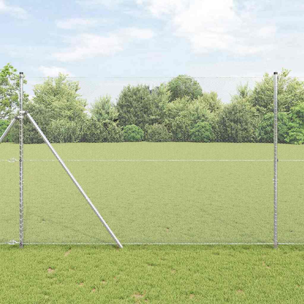 vidaXL Hexagonal Fence Ground Fix 10 x 1.5 m Galvanised Steel Silver 1