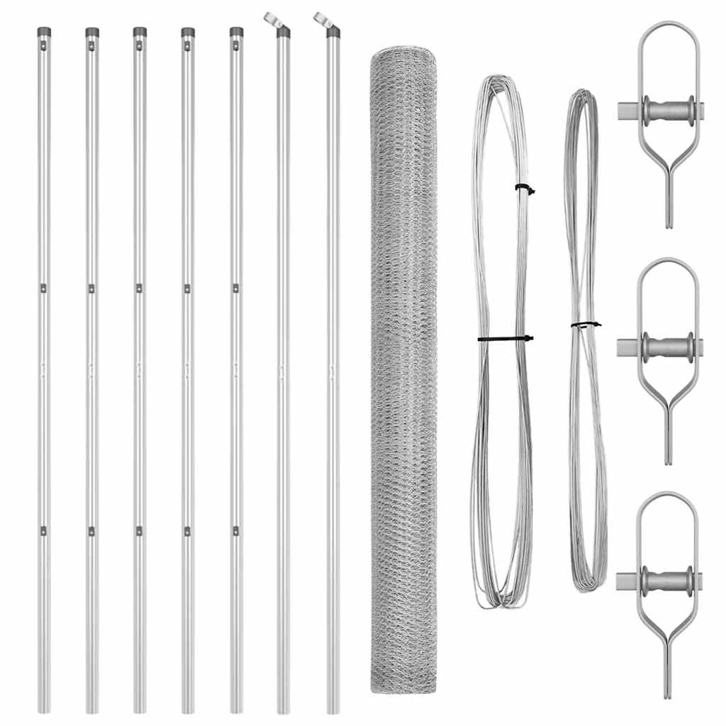 vidaXL Hexagonal Fence Ground Fix 10 x 1.5 m Galvanised Steel Silver 2