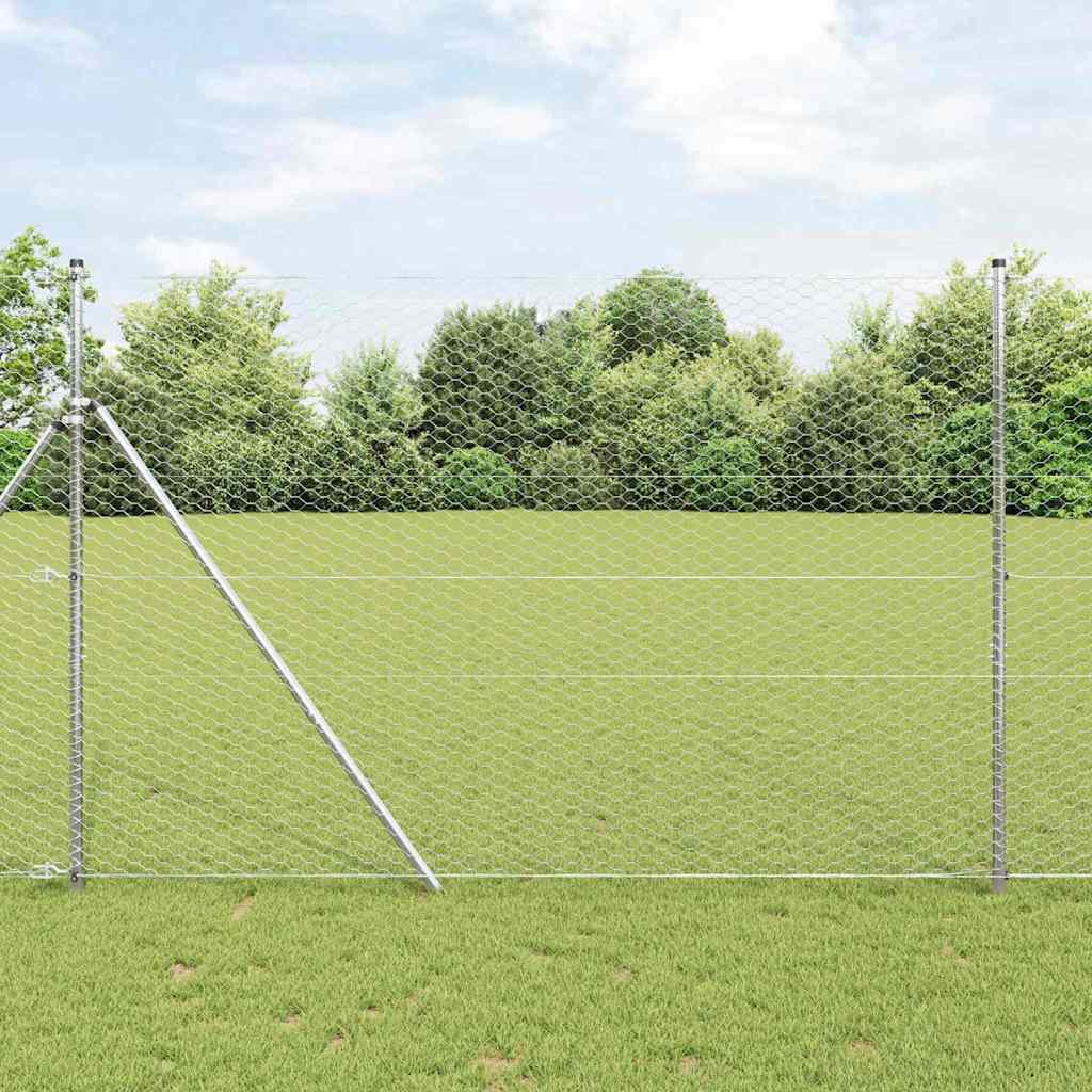 vidaXL Hexagonal Fence Ground Fix 10 x 1.5 m Galvanised Steel Silver 1