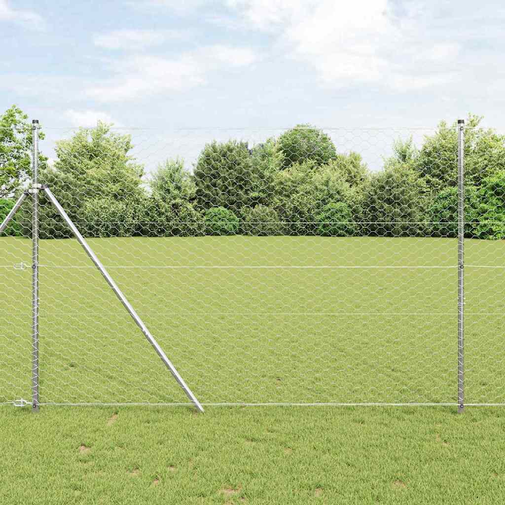 vidaXL Hexagonal Fence Ground Fix 10 x 1.5 m Galvanised Steel Silver 1