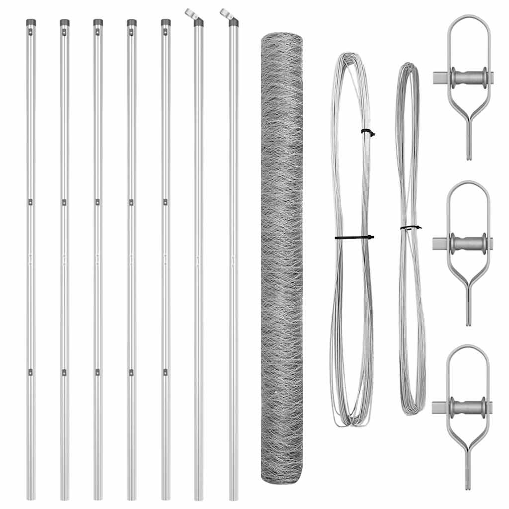 vidaXL Hexagonal Fence Ground Fix 10 x 1.5 m Galvanised Steel Silver 2