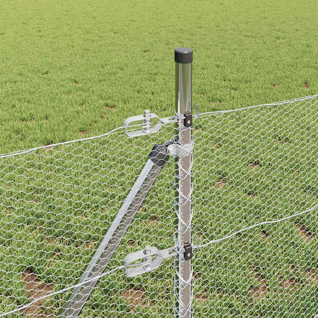 vidaXL Hexagonal Fence Ground Fix 25 x 0.6 m Galvanised Steel Silver 4