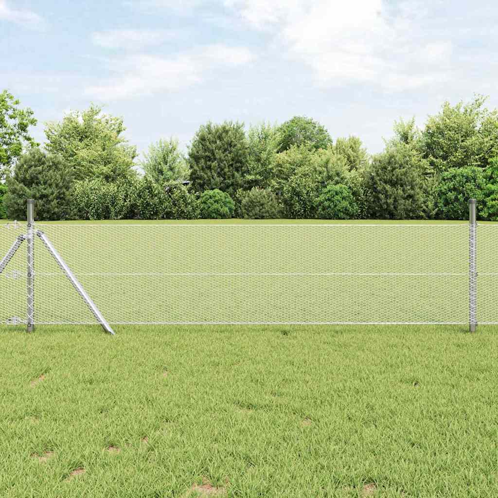 vidaXL Hexagonal Fence Ground Fix 25 x 0.6 m Galvanised Steel Silver 1