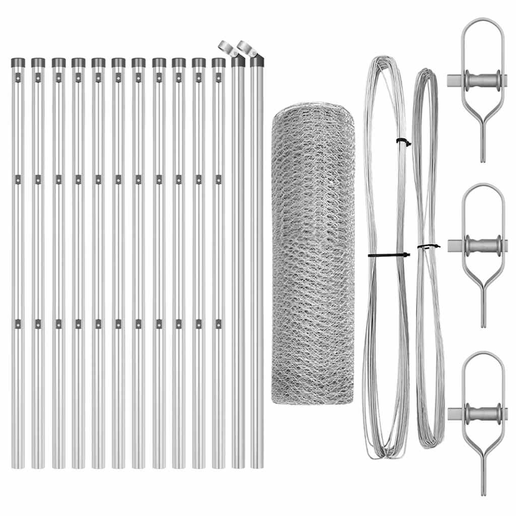 vidaXL Hexagonal Fence Ground Fix 25 x 0.6 m Galvanised Steel Silver 2