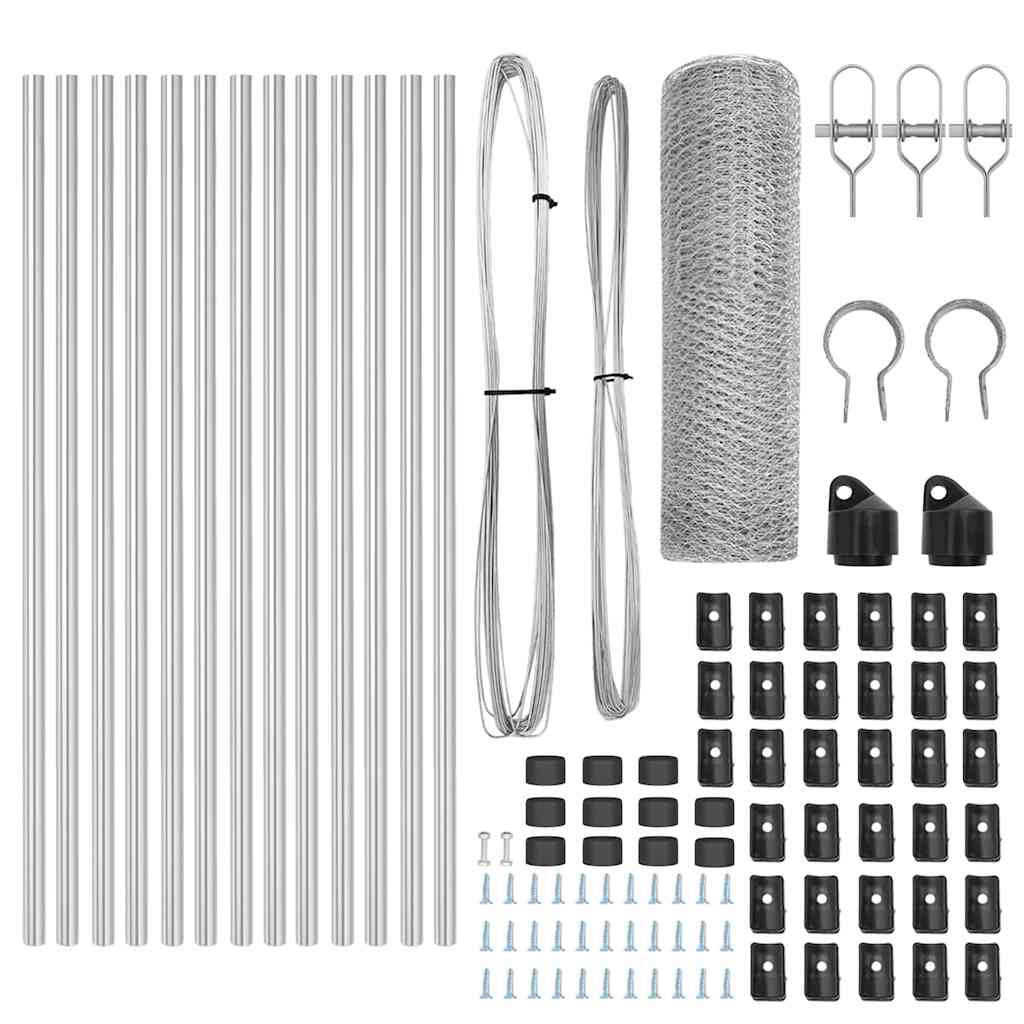 vidaXL Hexagonal Fence Ground Fix 25 x 0.6 m Galvanised Steel Silver 5