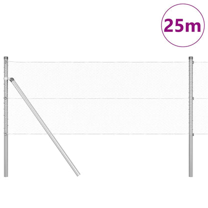 vidaXL Hexagonal Fence Ground Fix 25 x 0.6 m Galvanised Steel Silver 3