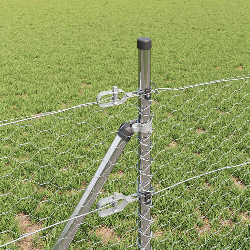 vidaXL Hexagonal Fence Ground Fix 25 x 0.8 m Galvanised Steel Silver 4