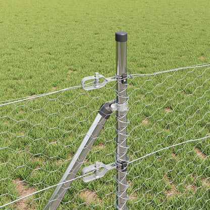 vidaXL Hexagonal Fence Ground Fix 25 x 0.8 m Galvanised Steel Silver 4