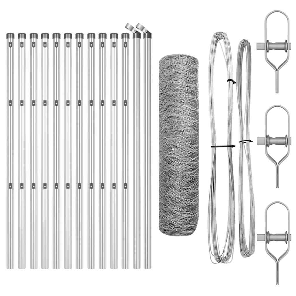 vidaXL Hexagonal Fence Ground Fix 25 x 0.8 m Galvanised Steel Silver 2