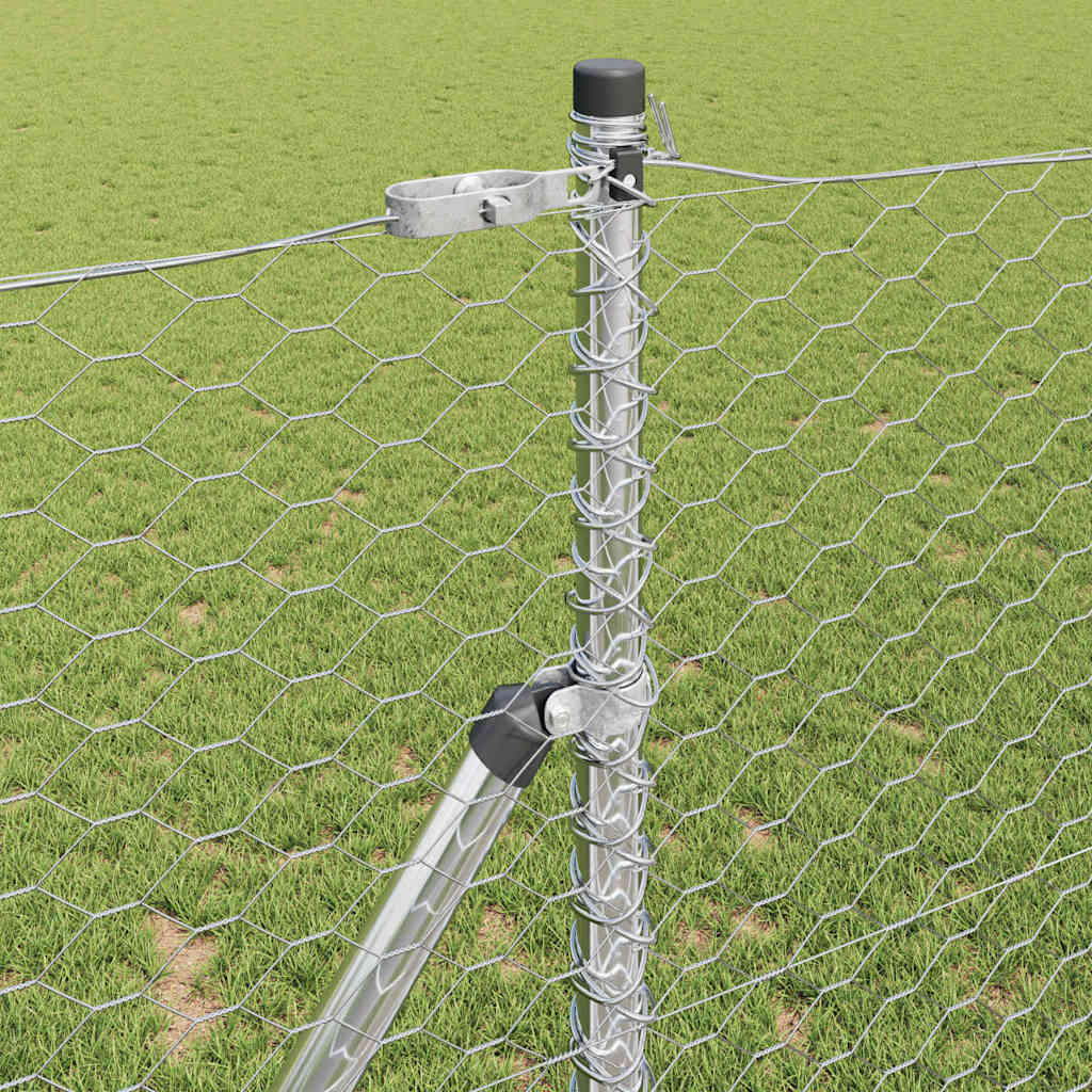 vidaXL Hexagonal Fence Ground Fix 25 x 1 m Galvanised Steel Silver 4