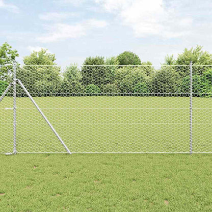 vidaXL Hexagonal Fence Ground Fix 25 x 1 m Galvanised Steel Silver 1