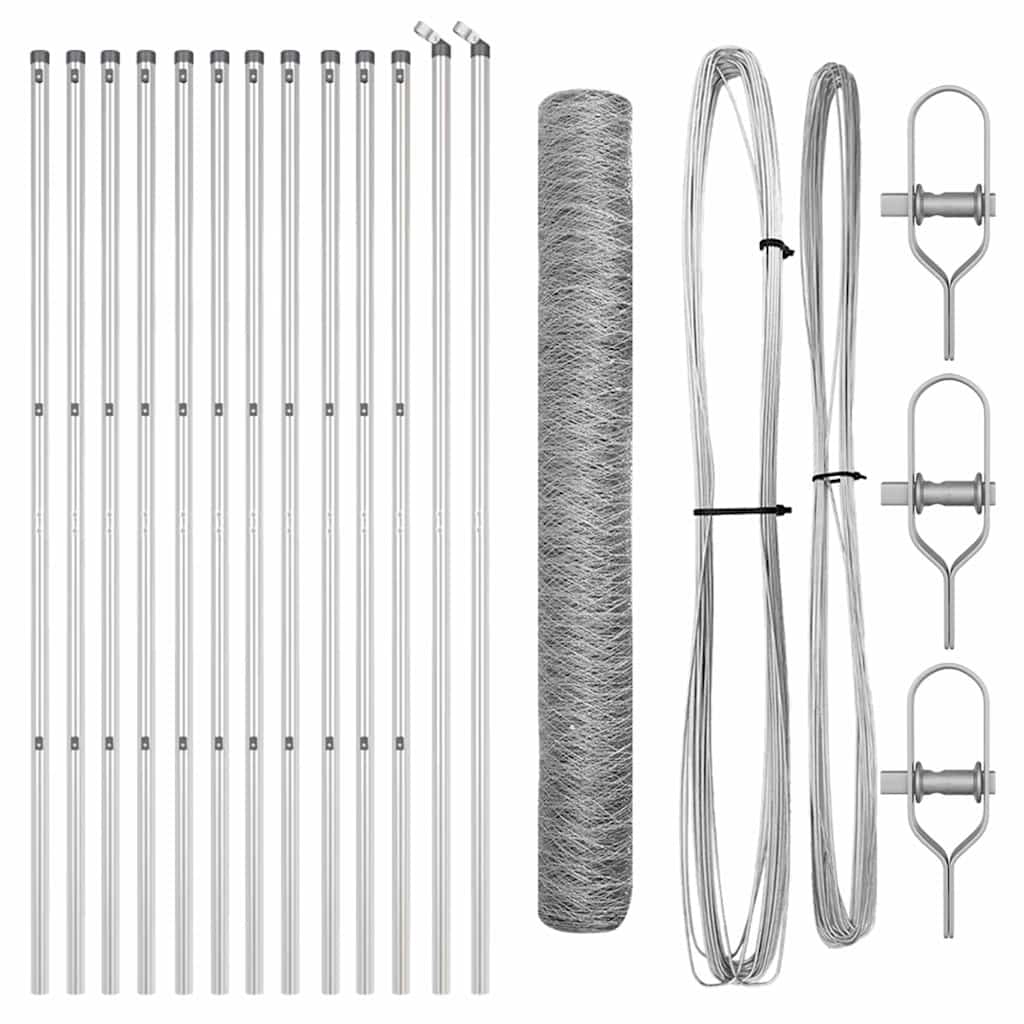vidaXL Hexagonal Fence Ground Fix 25 x 1 m Galvanised Steel Silver 2