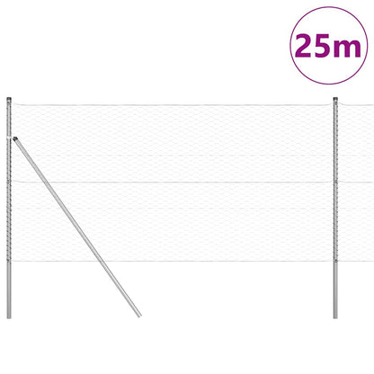 vidaXL Hexagonal Fence Ground Fix 25 x 1 m Galvanised Steel Silver 3