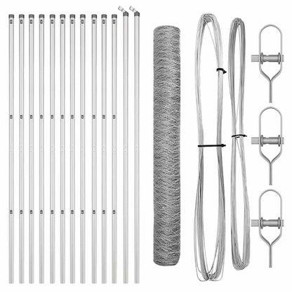 vidaXL Hexagonal Fence Ground Fix 25 x 1 m Galvanised Steel Silver 2