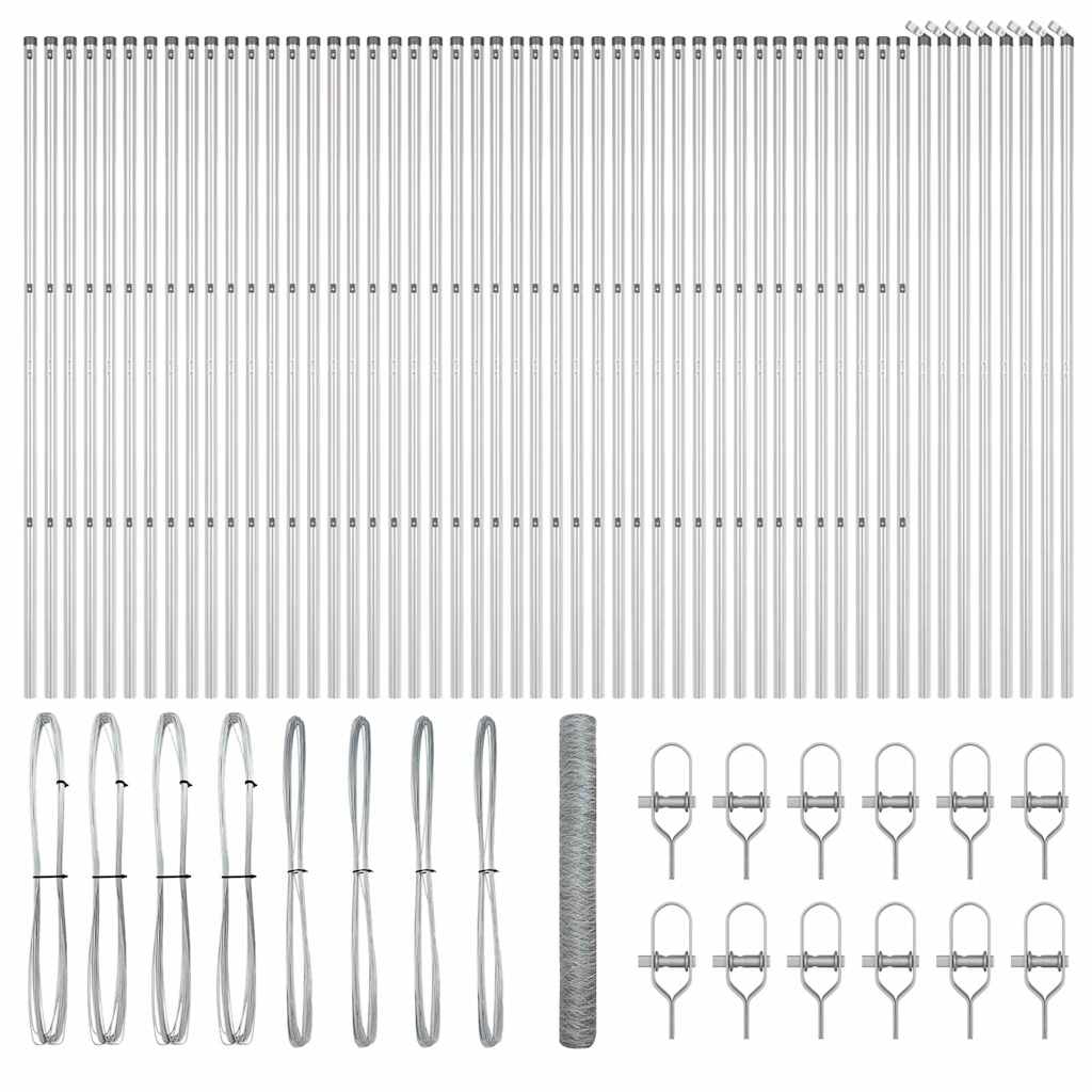Hexagonal Fence Ground Fix 100 x 1 m Silver Galvanised Steel mesh Size 36 mm mesh 1.4 m