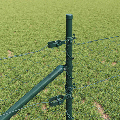 vidaXL Hexagonal Fence with Post 10 x 0.5 m PVC-Coated Steel Green 4