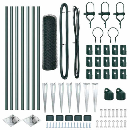 vidaXL Hexagonal Fence with Post 10 x 0.8 m PVC-Coated Steel Green 5