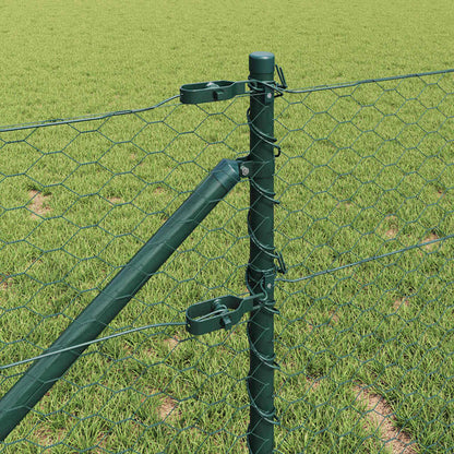 vidaXL Hexagonal Fence with Post 10 x 0.8 m PVC-Coated Steel Green 4