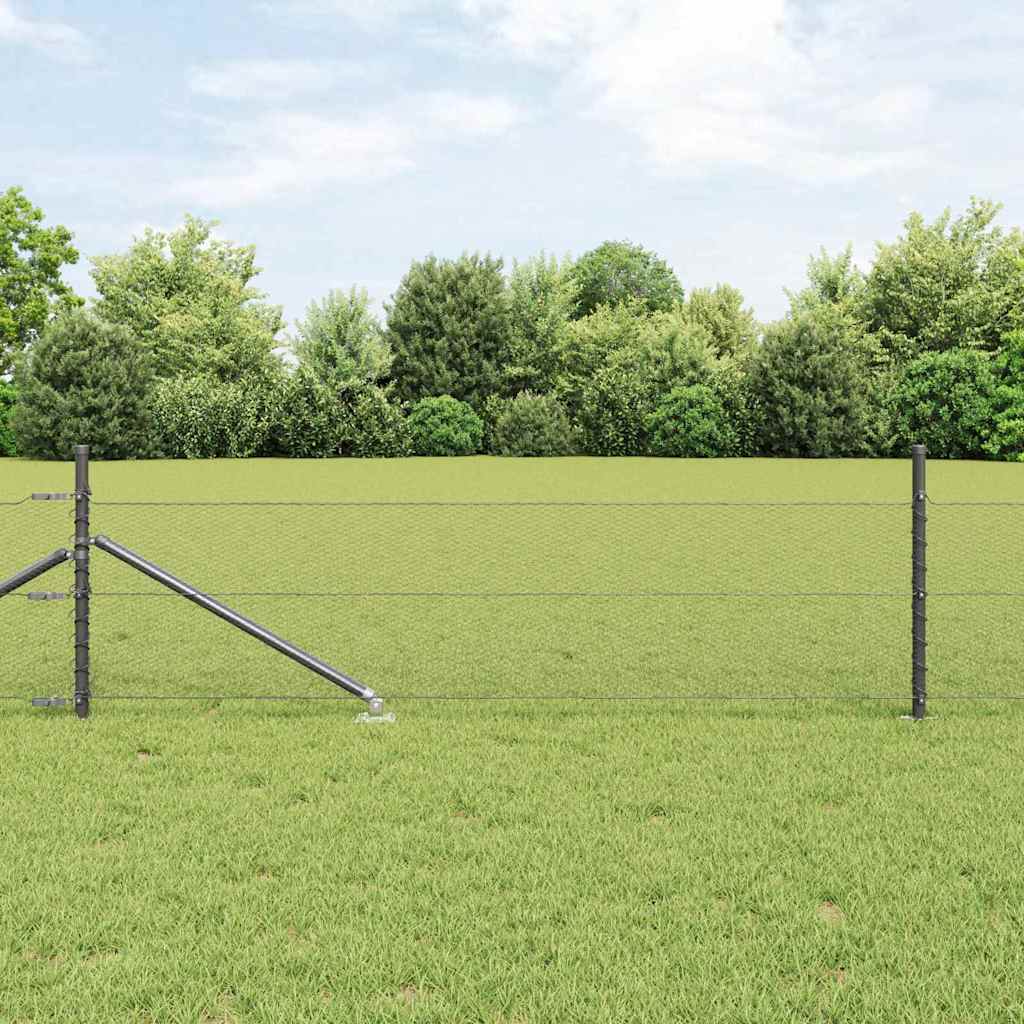 vidaXL Hexagonal Fence with Post 10 x 0.5 m PVC-Coated Steel Grey Mesh 1