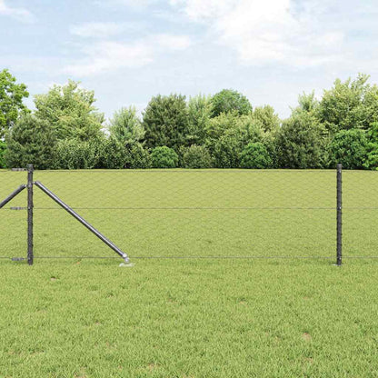 vidaXL Hexagonal Fence with Post 10 x 0.6 m PVC-Coated Steel Grey Mesh 1