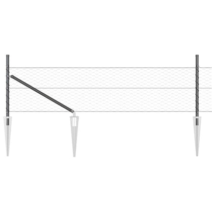vidaXL Hexagonal Fence with Post 10 x 0.8 m PVC-Coated Steel Grey Mesh 2