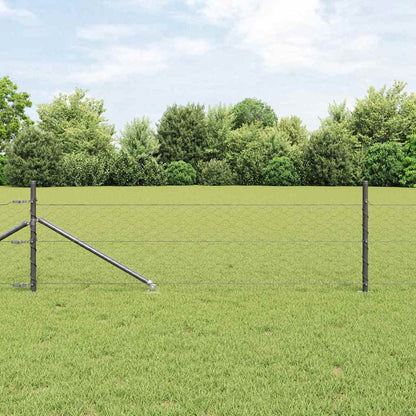 vidaXL Hexagonal Fence with Post 10 x 0.8 m PVC-Coated Steel Grey Mesh 1